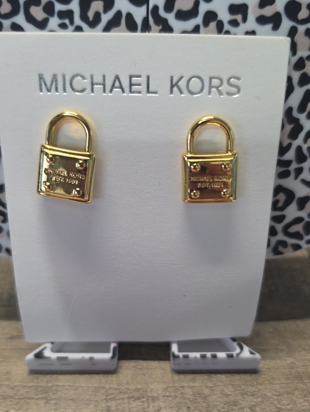 MICHAEL KORS Gold Padlock Stud Earrings - Signature Lock Design